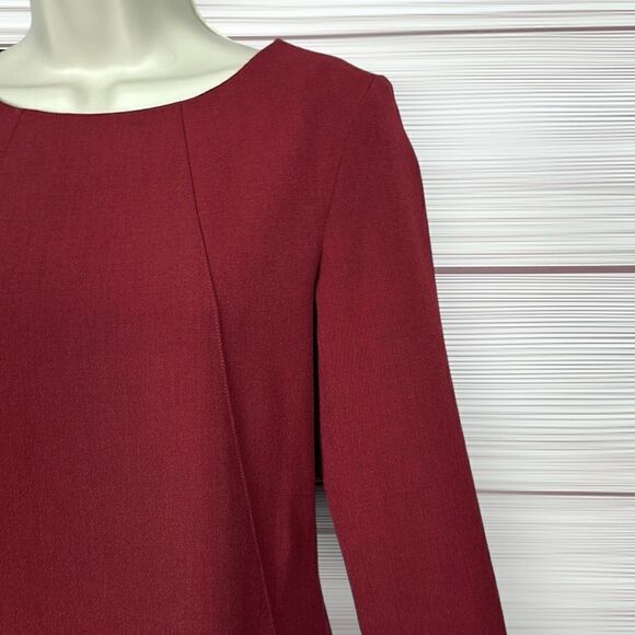 MM Lafleur Etsuko Sheath Dress Wine Burgundy 3/4 Sleeves Pockets No Belt size 2 - Picture 4 of 15